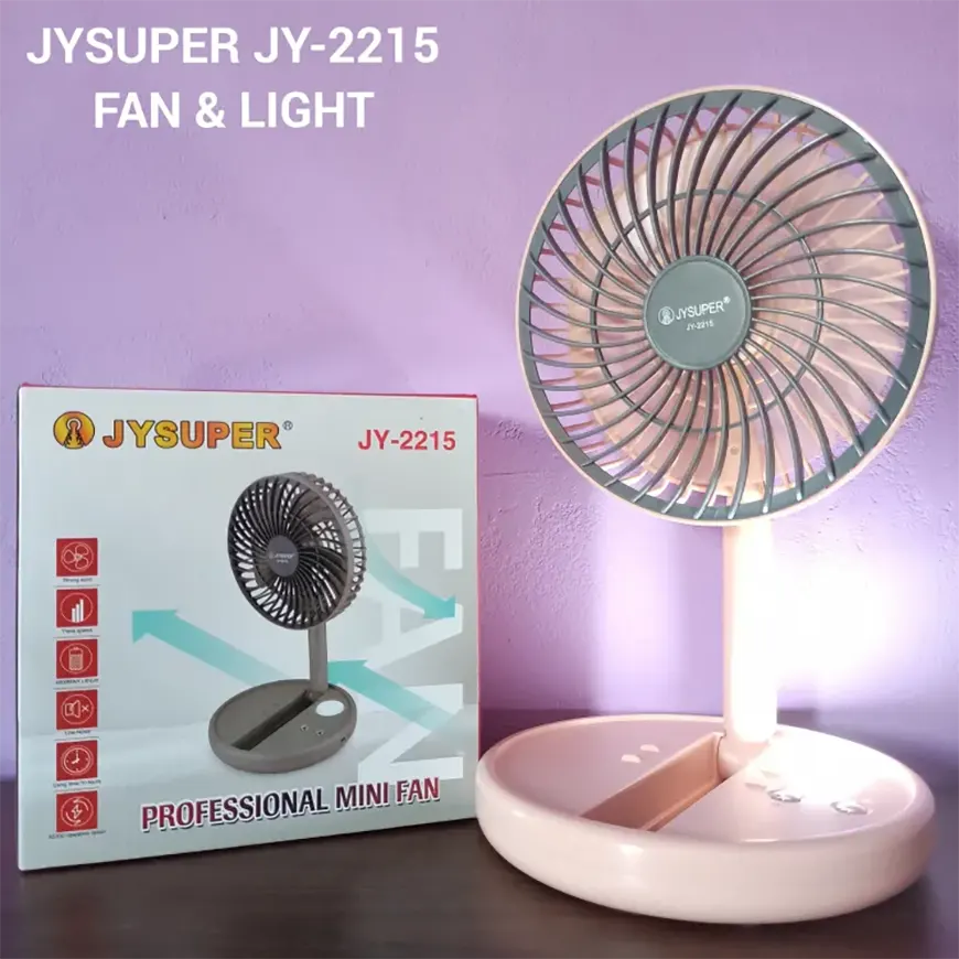 JY-2215 JYSUPER Rechargeable Fan With LED Light