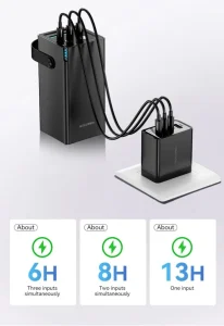 Rocoren 50,000mAh 22.5W Power Bank With Fast Charging 6 Ports USB + Type-C Powerbank With Flashlight